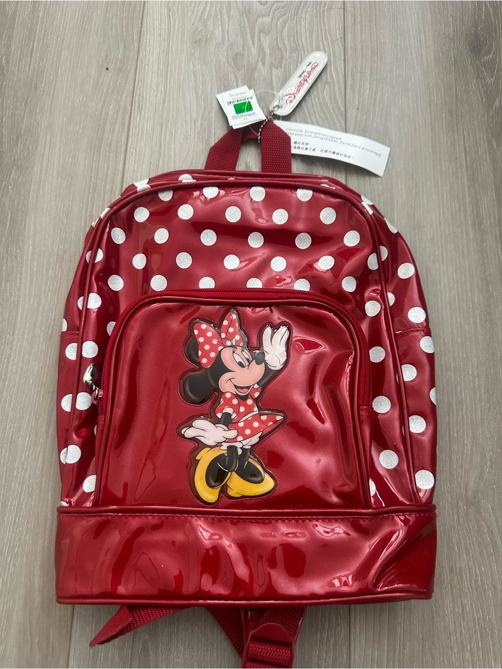 Hong Kong Disney Minnie Mouse Red Polka Dot Kids Backpack NWT